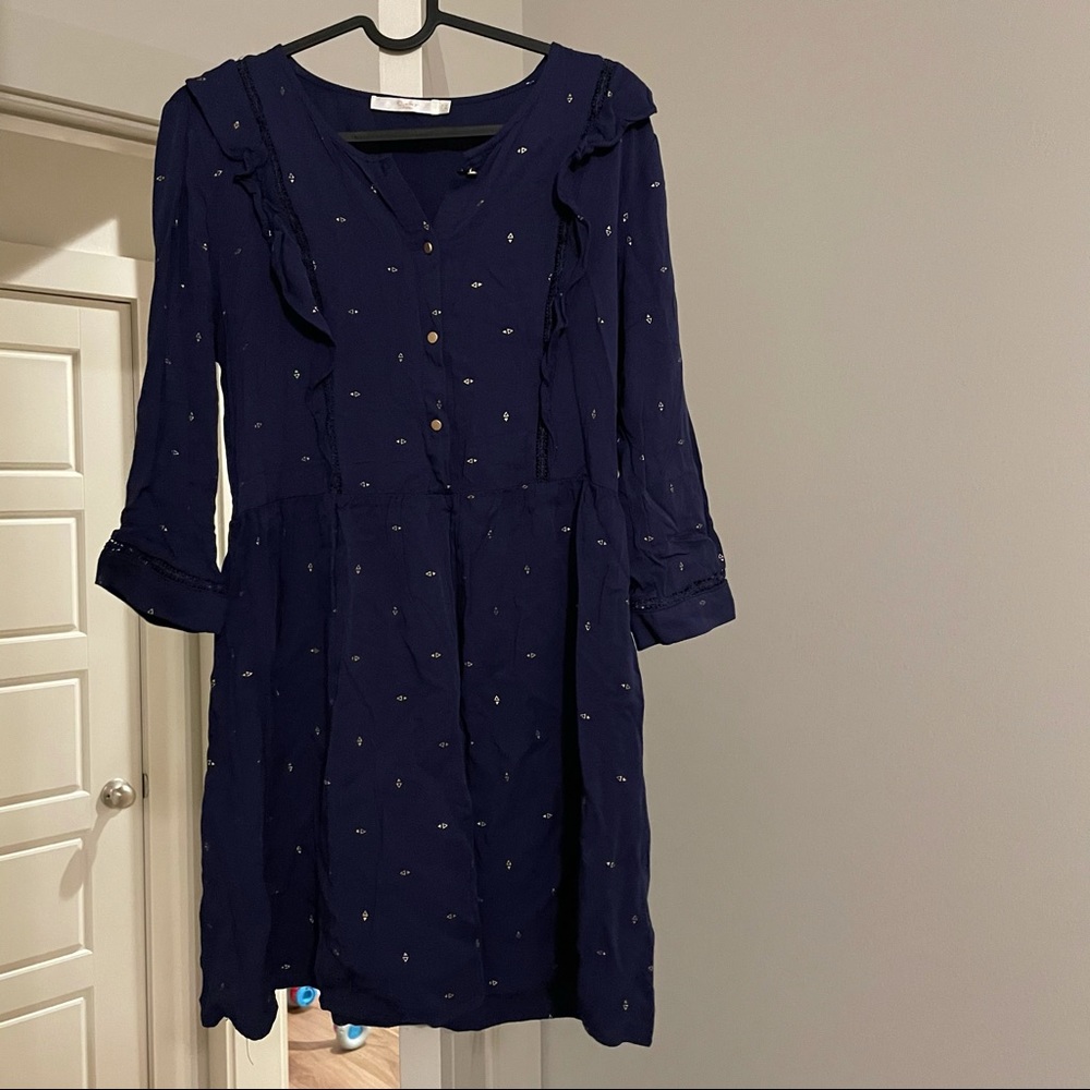 Navy dress with golden details (M)